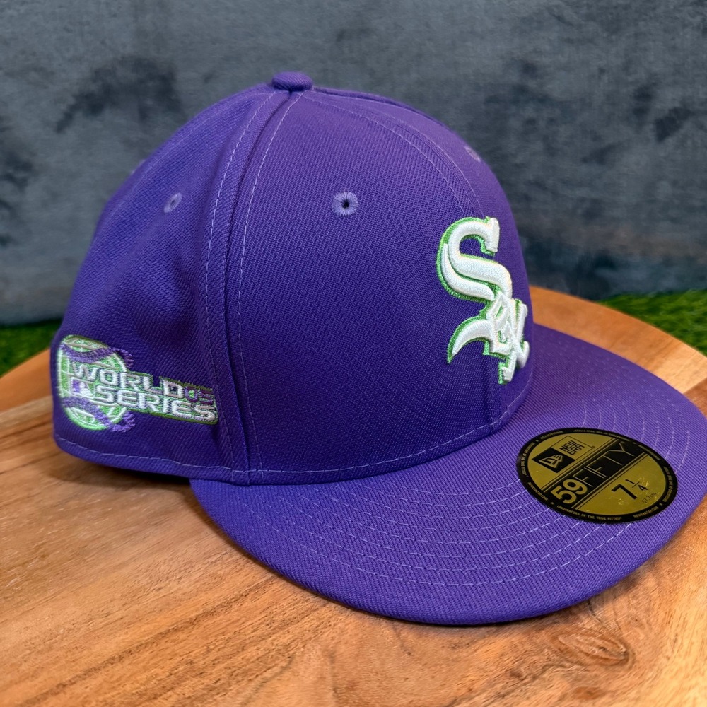 New Era Chicago White Sox Hat Mens 7 1/4 Purple World Series Side Patch Fitted